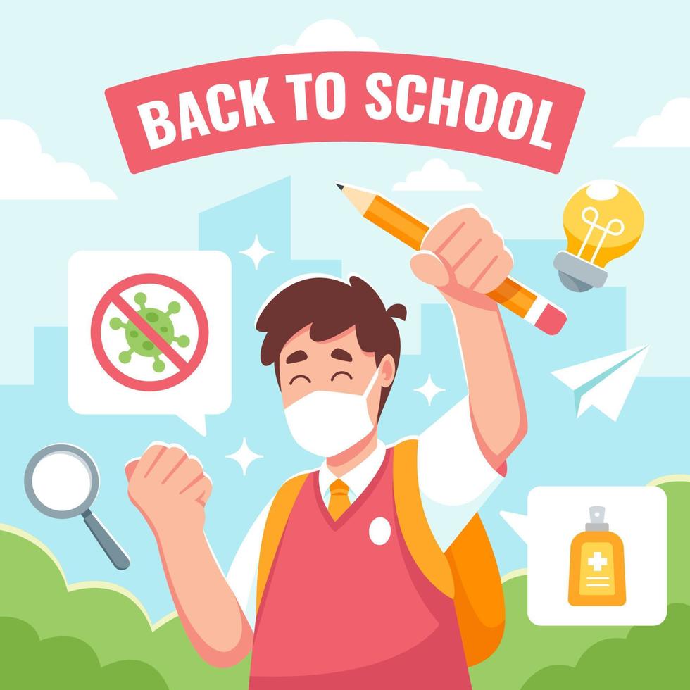 Back to School with Protocols in New Normal vector