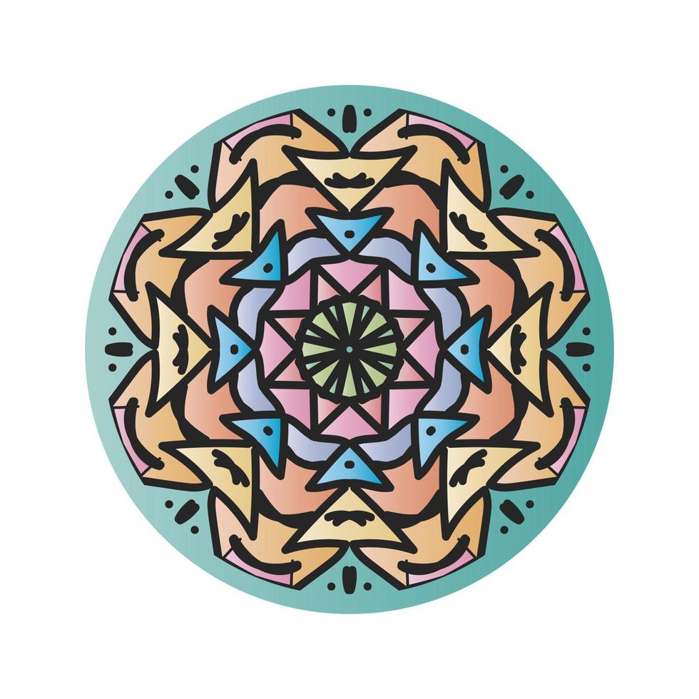 Isolated graphic colorful mandala vector. Polar multicolored design on a white background. Design print for pattern, wallpaper, symbol, textile. vector