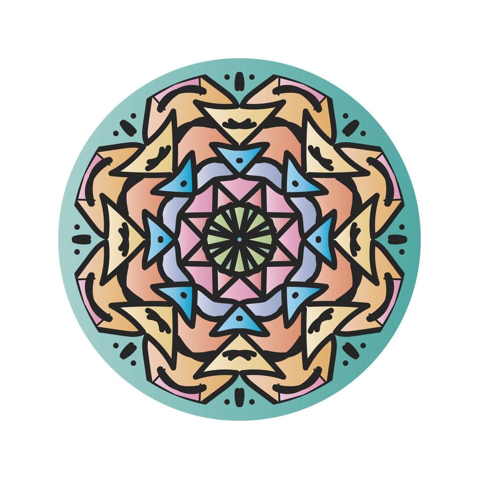 vector de mandala colorido gráfico aislado. diseño multicolor polar sobre fondo blanco. impresión de diseño para patrón, papel tapiz, símbolo, textil.