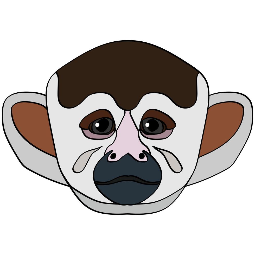 Saimiri head illustration, flat style logo. Cartoon image vector graphics.