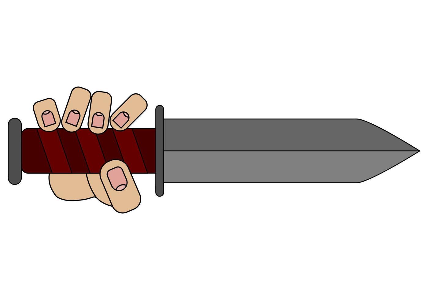 espada de mano aislada sobre fondo blanco en estilo de dibujos animados en gráfico vectorial vector