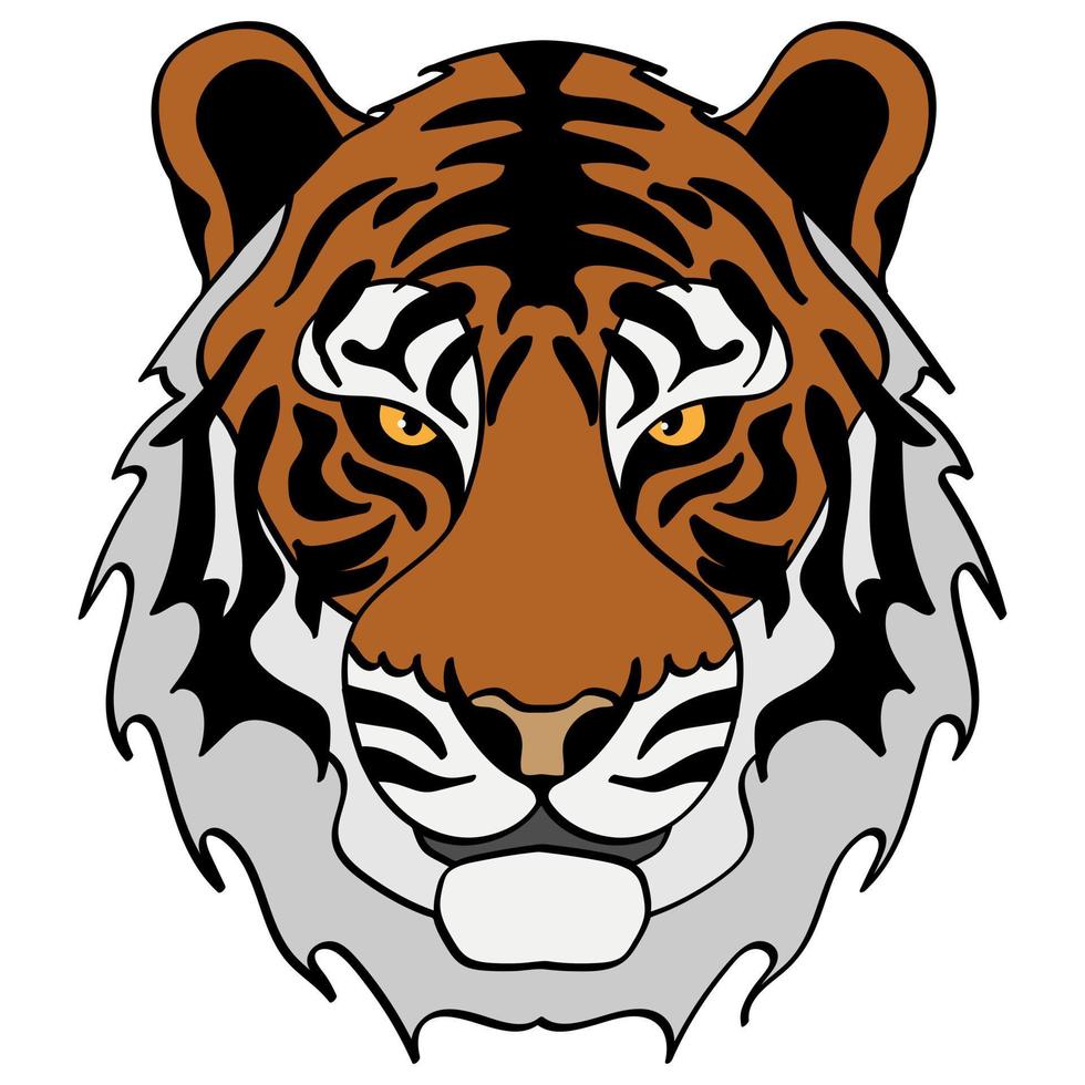 Tiger head illustration, sport mascot or team logo in flat style. Cartoon  image in vector graphics. 11332696 Vector Art at Vecteezy