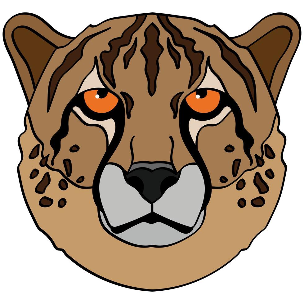 ilustración de cabeza de guepardo, mascota deportiva o logotipo de equipo en estilo plano. imagen de dibujos animados en gráficos vectoriales. vector