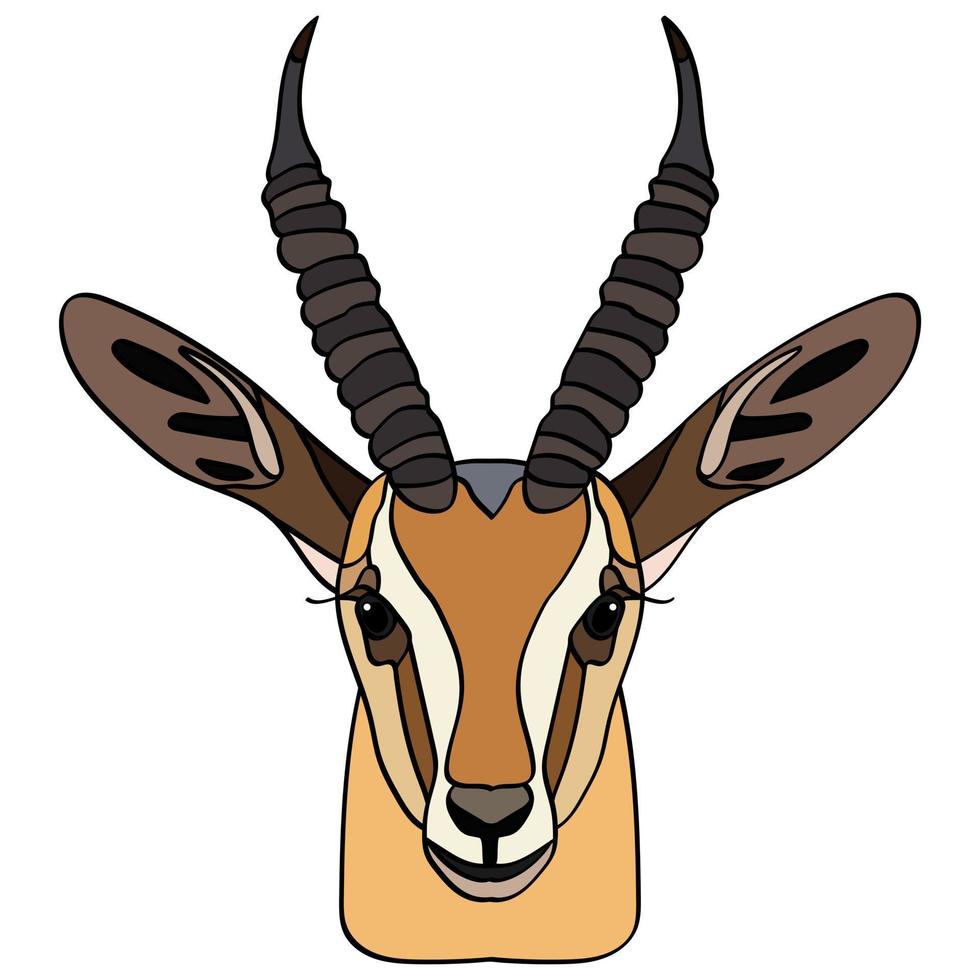 Antelope head. Portrait of small cattle, goat. Isolated on a white background. Design element for logo, poster, card, banner, emblem, t-shirt. Vector illustration.