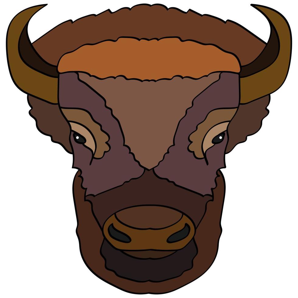 Bison head. Portrait of cattle, cow. Isolated on a white background. Design element for logo, poster, card, banner, emblem, t-shirt. Vector illustration.