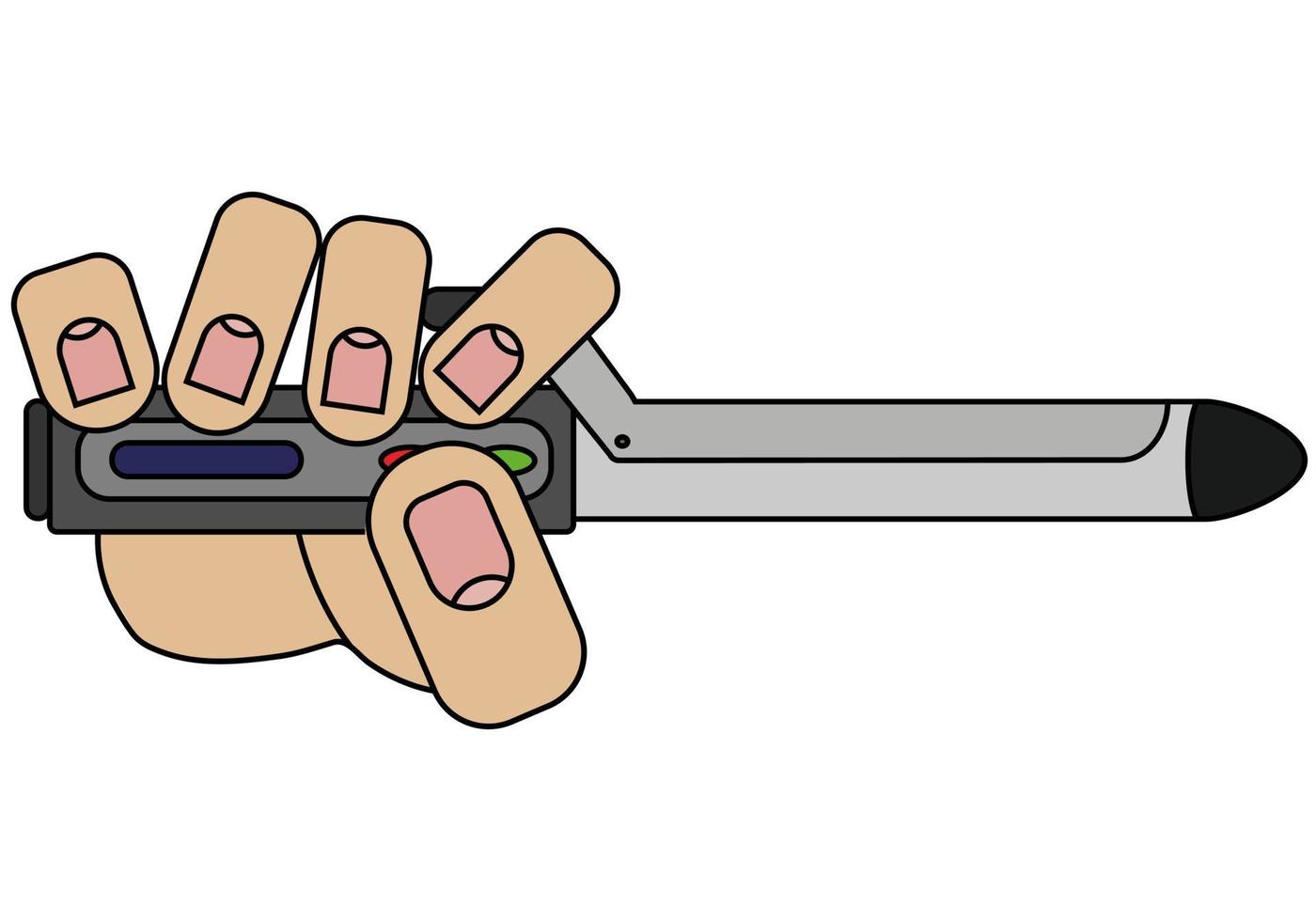 Hand holding a curling iron. Isolated on a white background in a cartoon style in vector graphics.