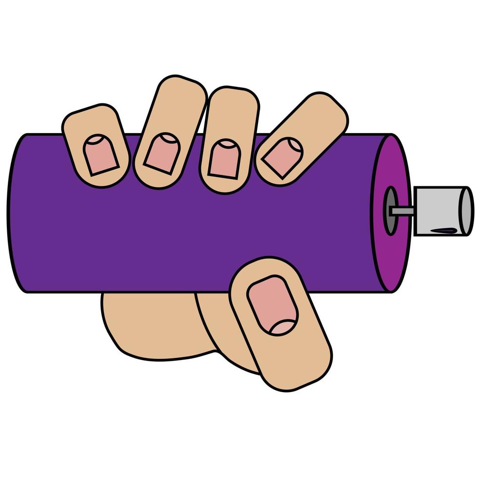 Hand holding a spray can on a white background in a cartoon style vector