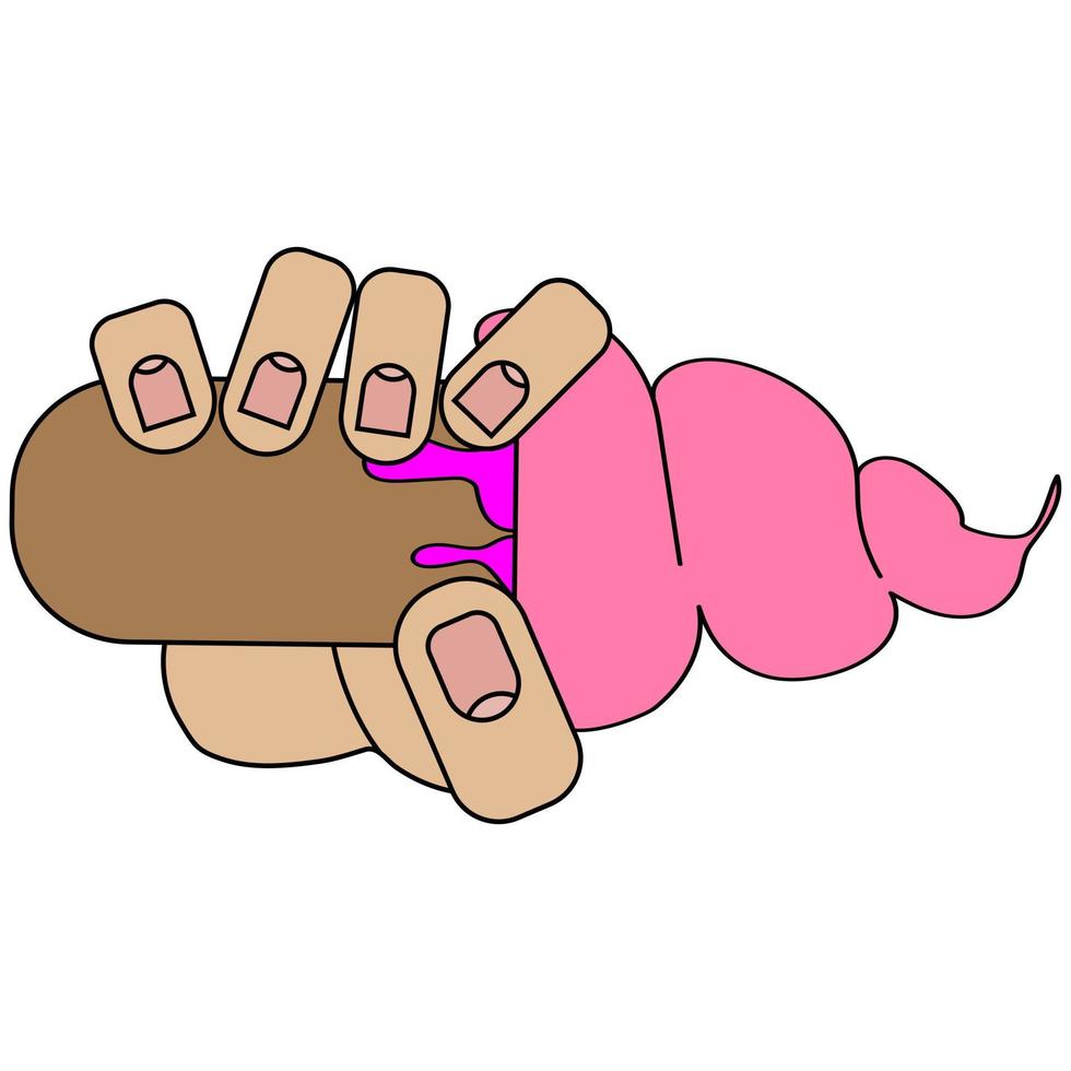 mano sujetando helado aislado sobre fondo blanco en estilo de dibujos animados vector