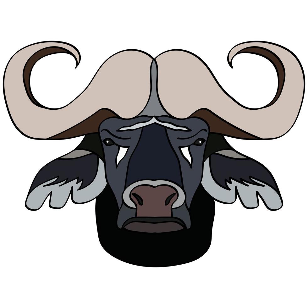 Buffalo head. Portrait of cattle, cow. Isolated on a white background. Design element for logo, poster, card, banner, emblem, t-shirt. Vector illustration.