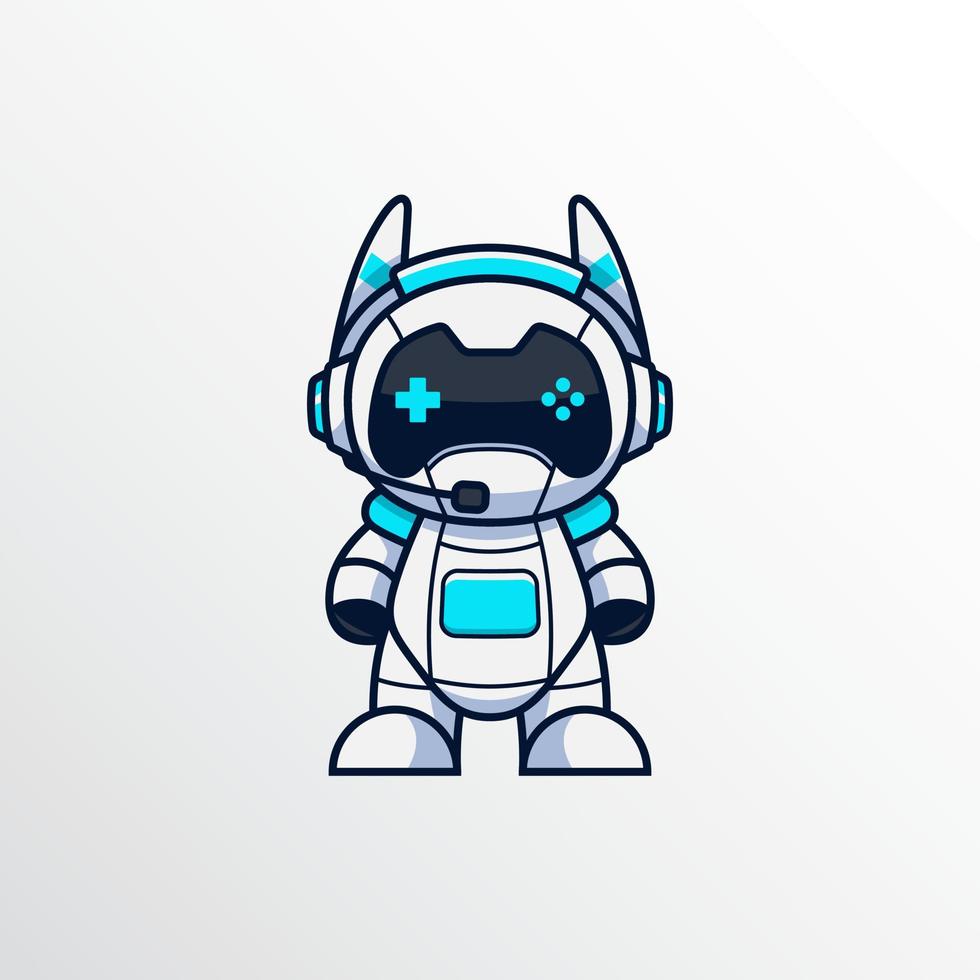 logotipo de la mascota del jugador robot con controlador de gamepad vector