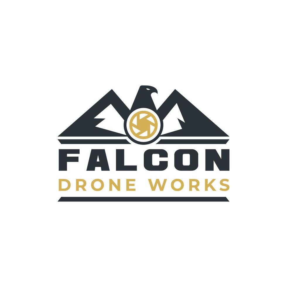 Falcon, Mining Mountain, and Drone Camera Videographer Logo vector