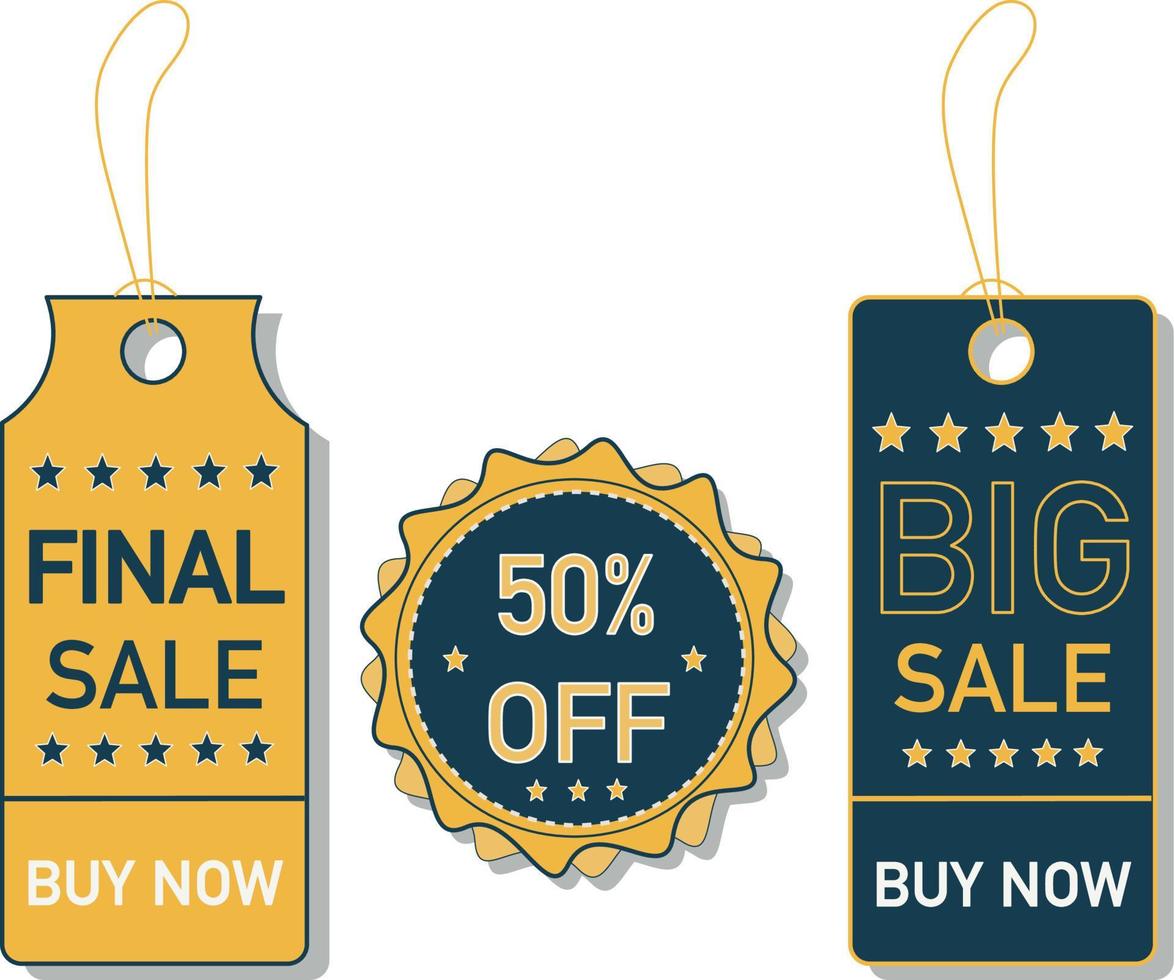 Sale labels in yellow and blue autumn colors vector