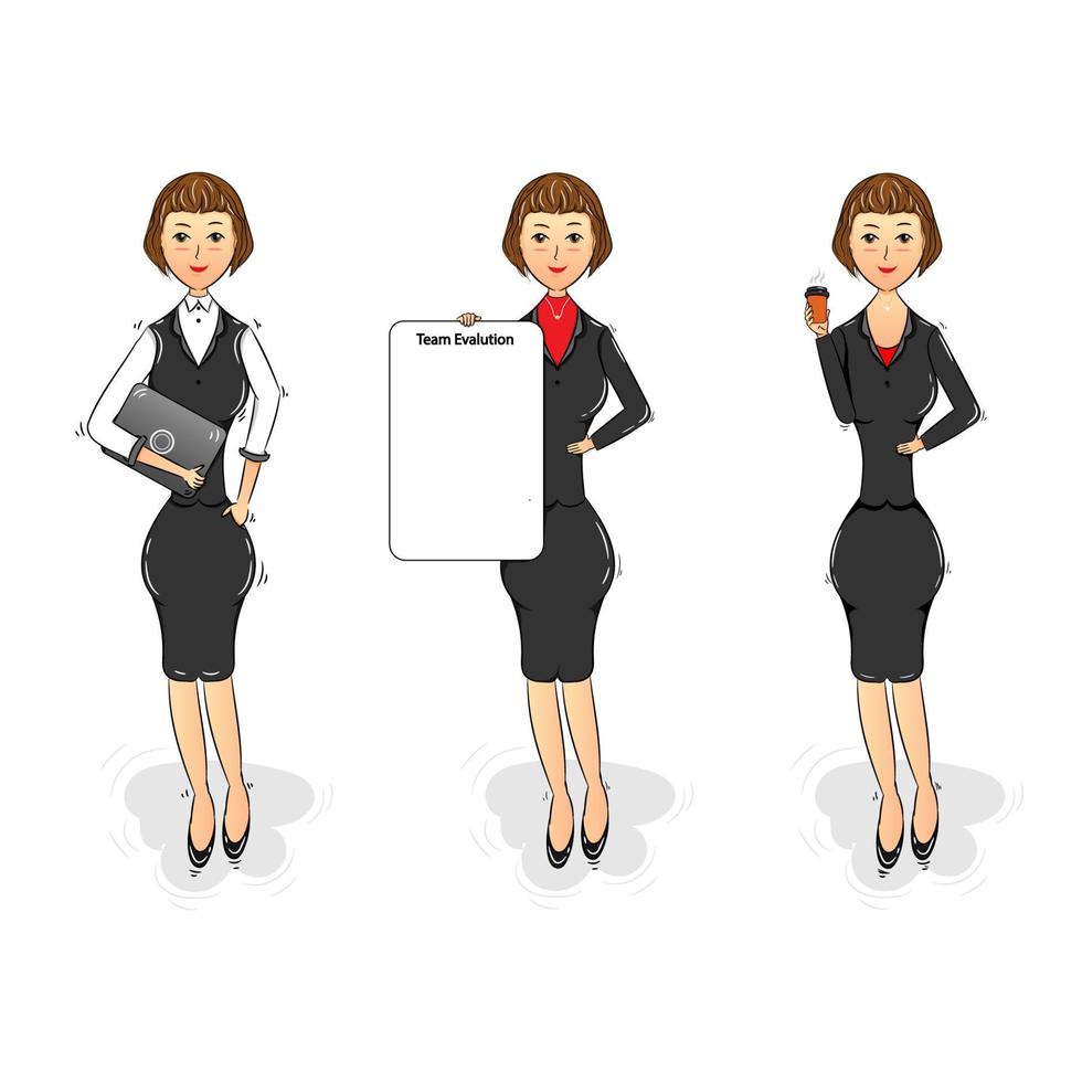 beautiful and cute female employees vector