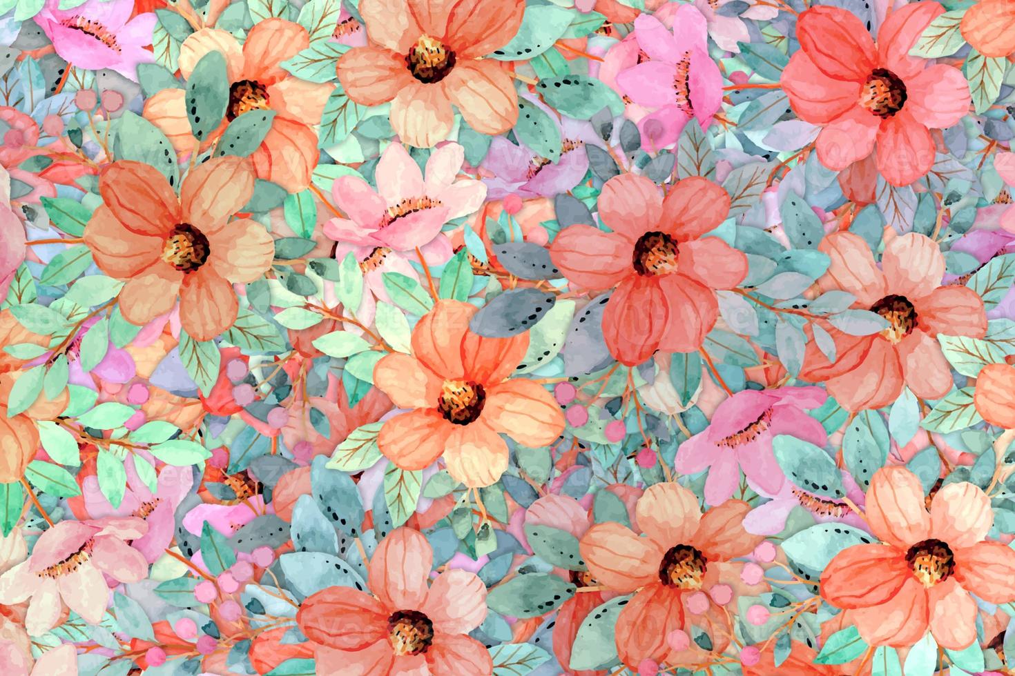 Watercolor Flower Pattern, Watercolor Flower Background photo