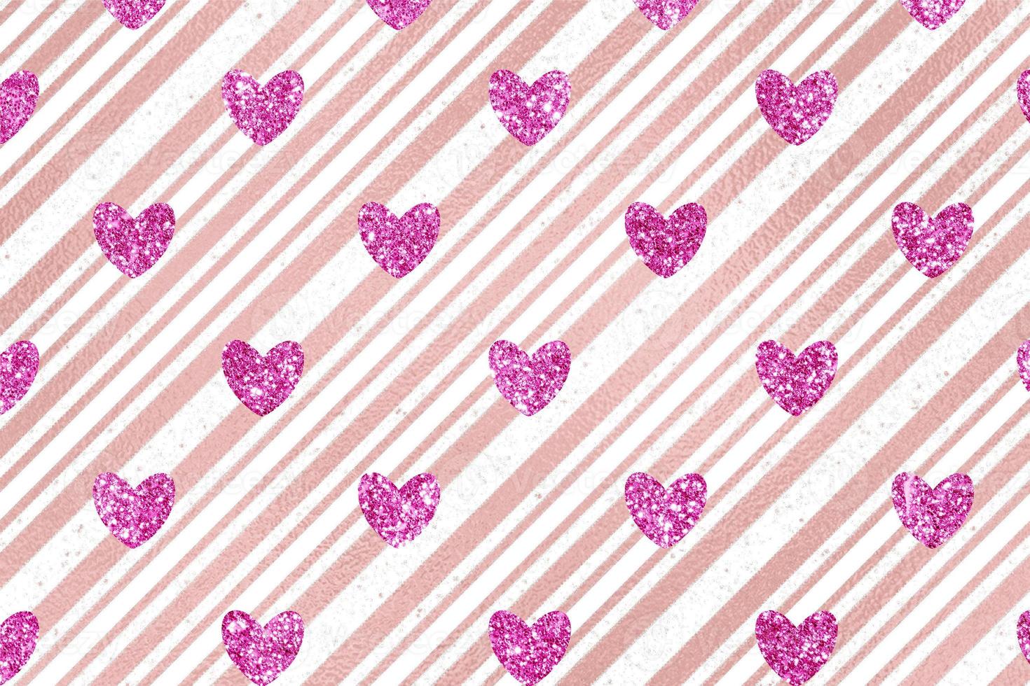 Striped Pink Glitter Heart Pattern photo