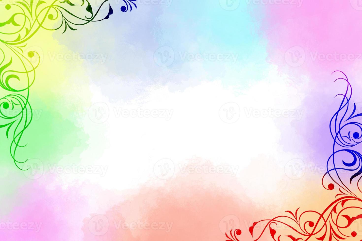 Floral Watercolor Border Background, Watercolor Floral Background photo