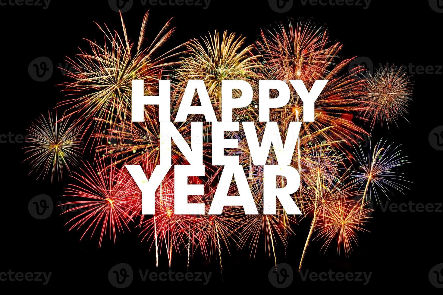 A large Fireworks Display event with Happy New Year photo