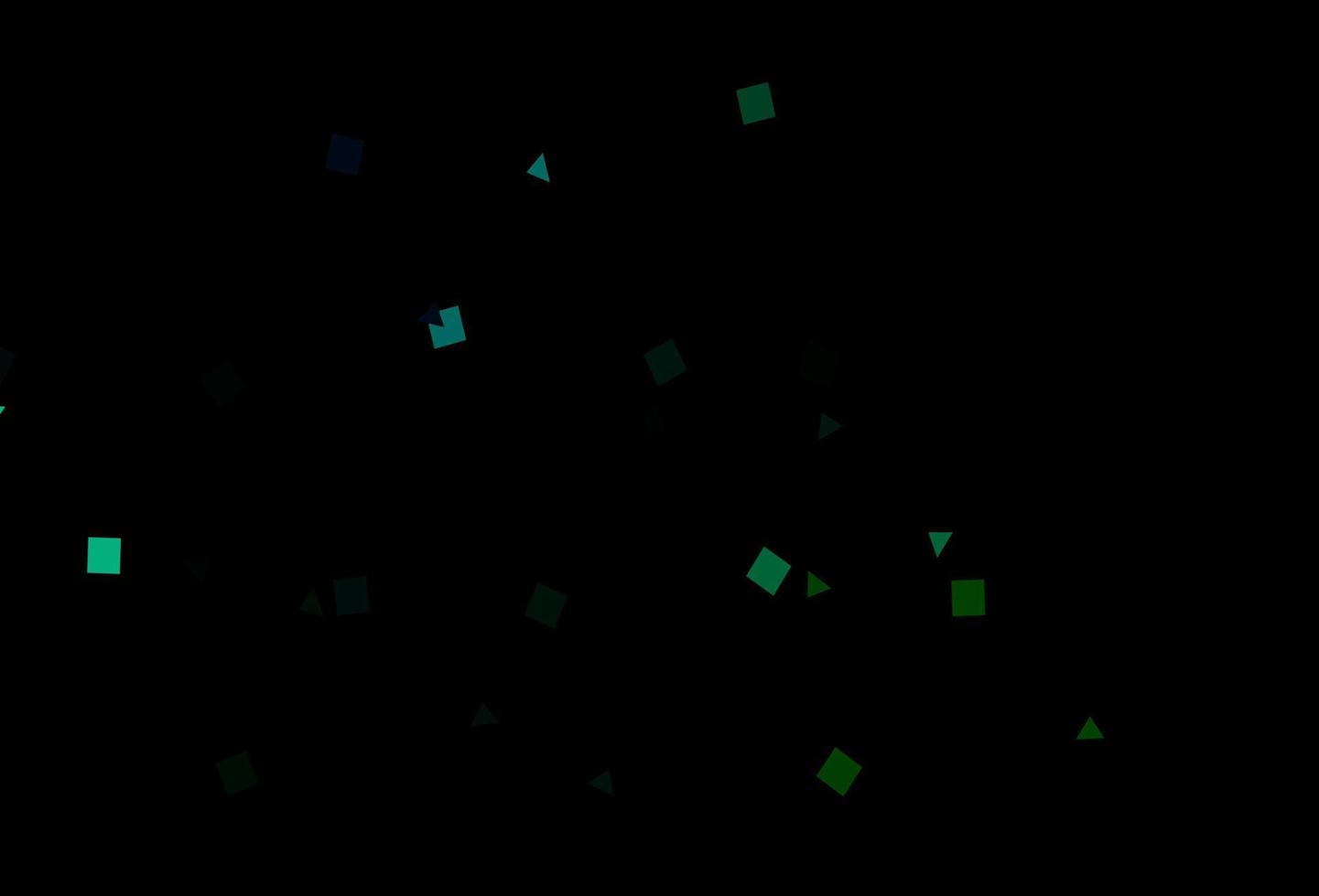azul oscuro, plantilla vectorial verde con cristales, círculos, cuadrados. vector