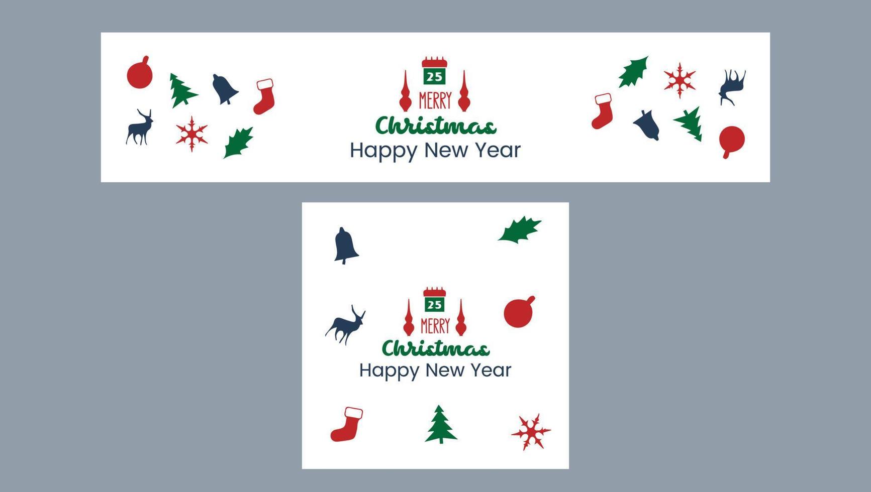 merry Christmas and happy new year banner template vector