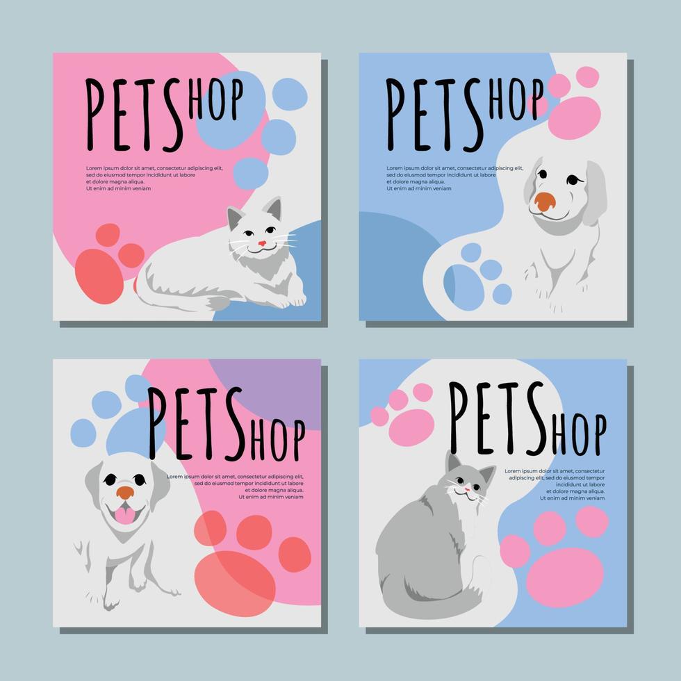 Domestic Pets Social Media Templates vector