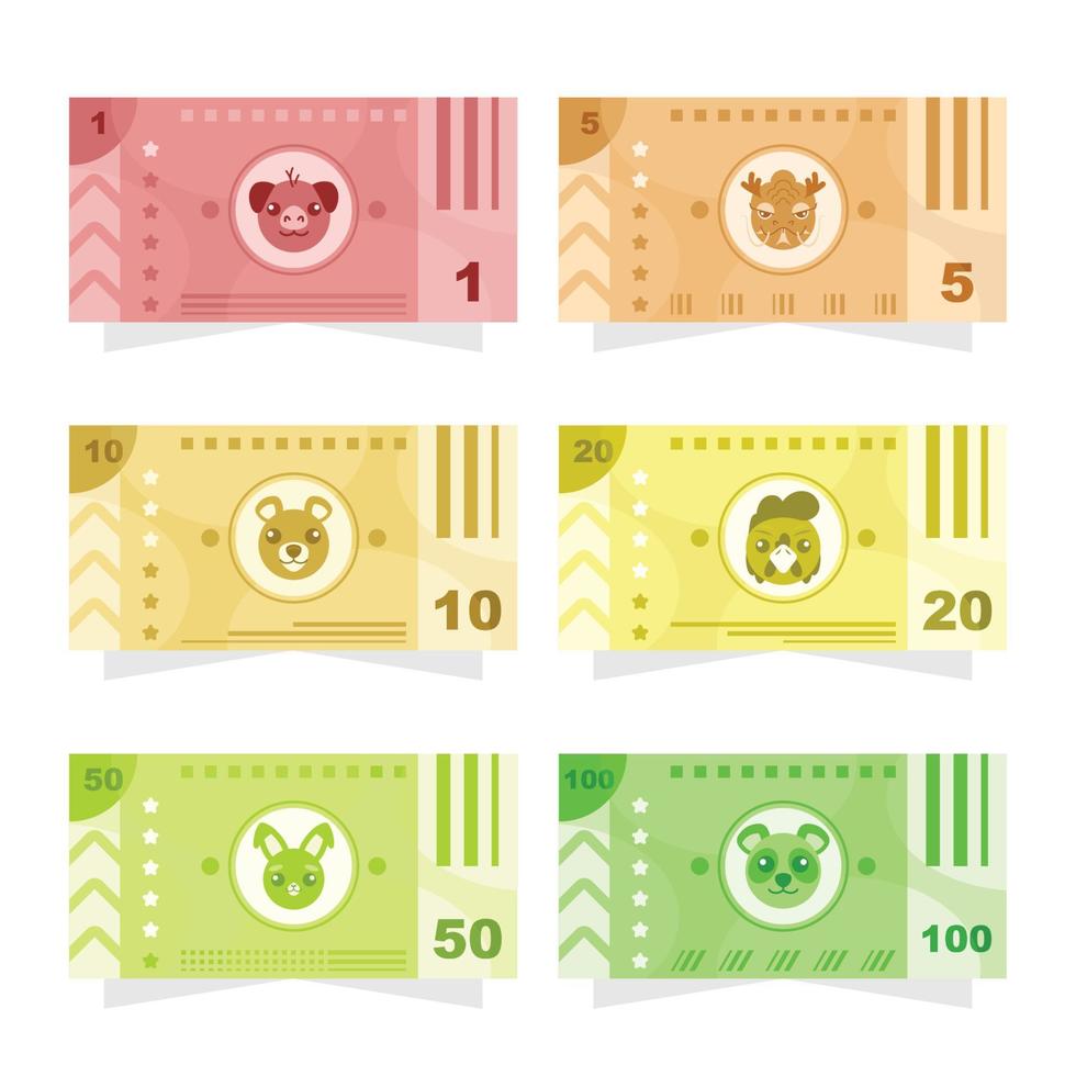 Fake Paper Money with Animals Elements vector