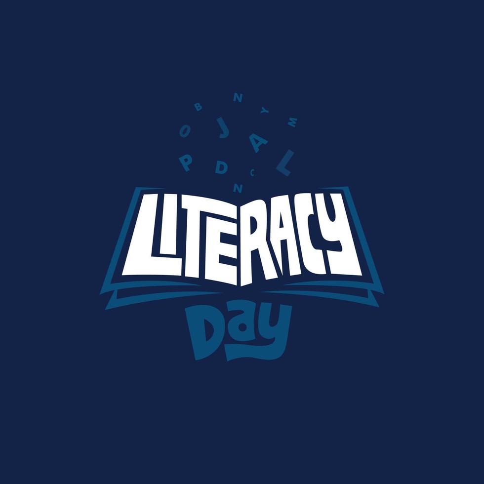 international literacy day vector typography design on book shape creative illustration to celebrate literacy holiday for school student