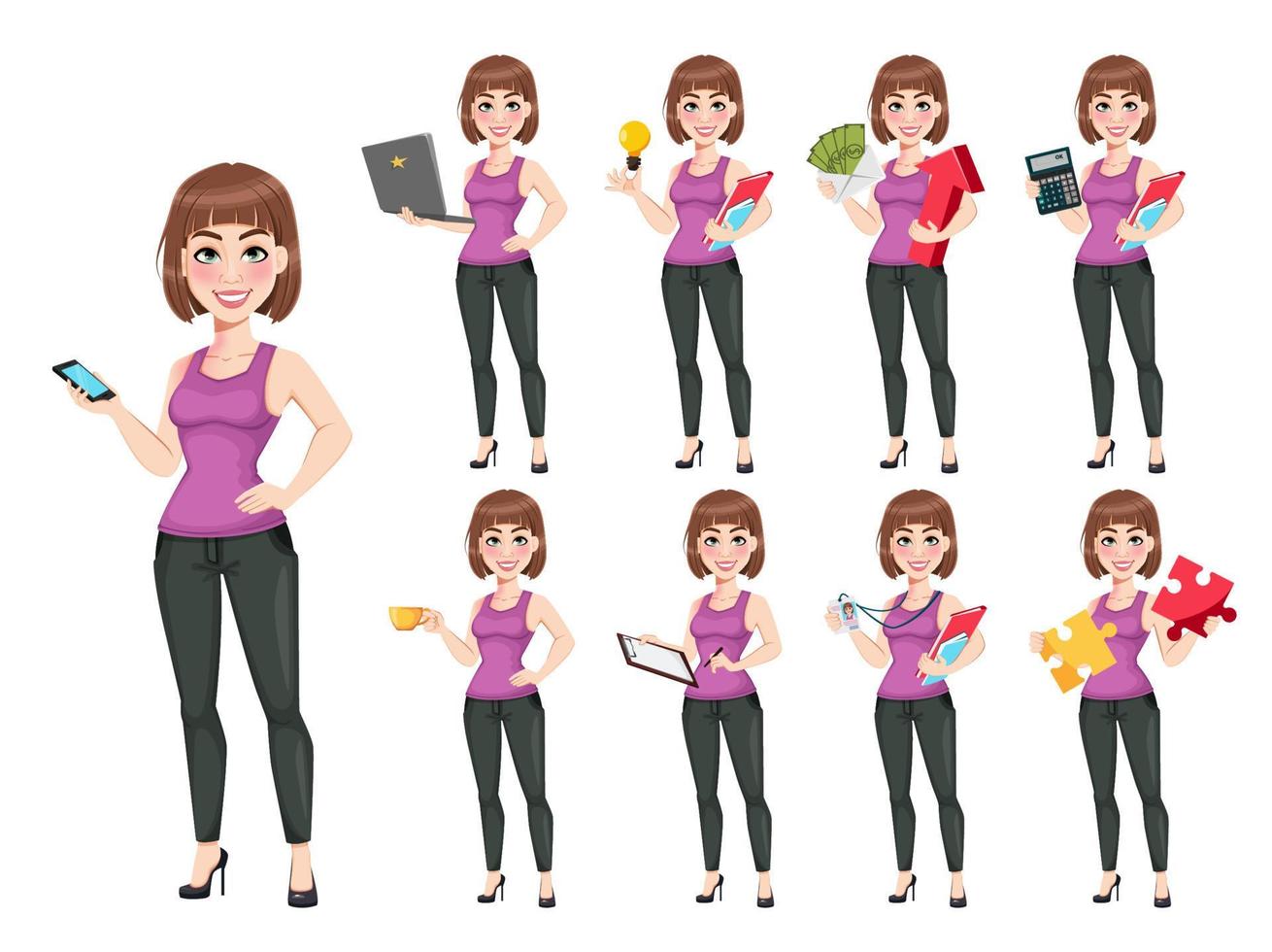 Cute cartoon businesswoman in casual clothes vector