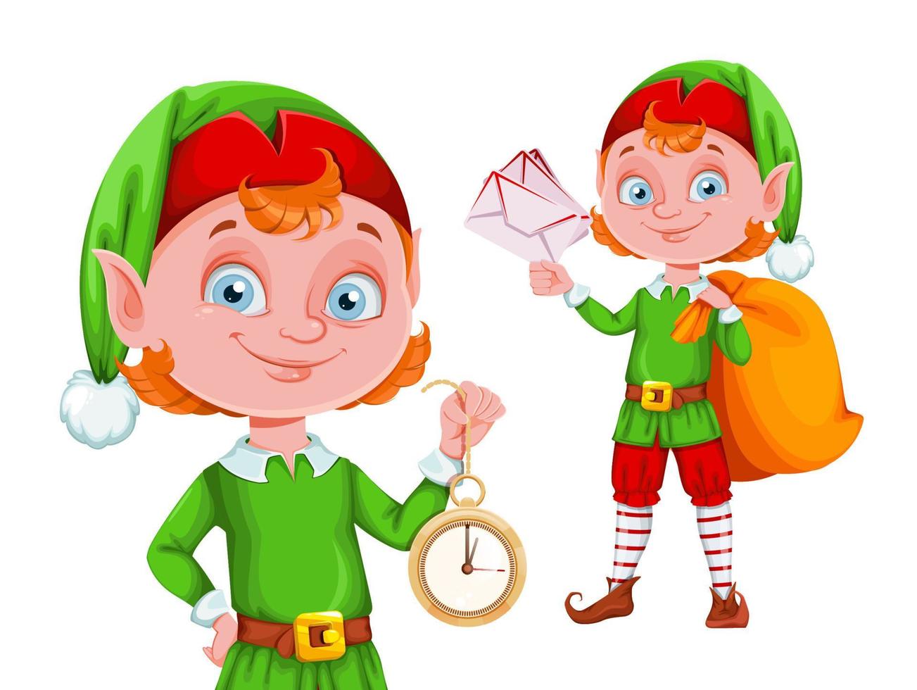 lindo personaje de dibujos animados de duende navideño vector