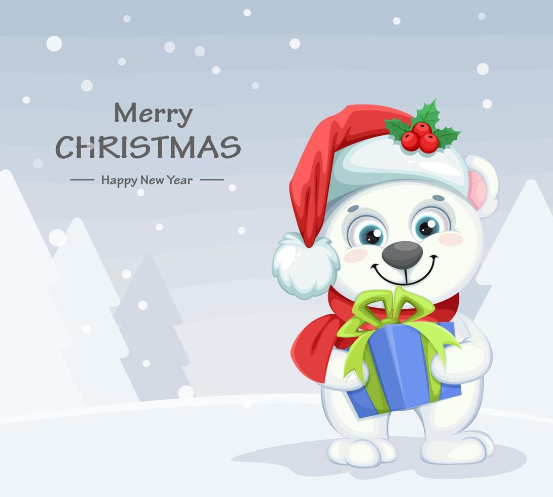 Cute polar bear cartoon character vector