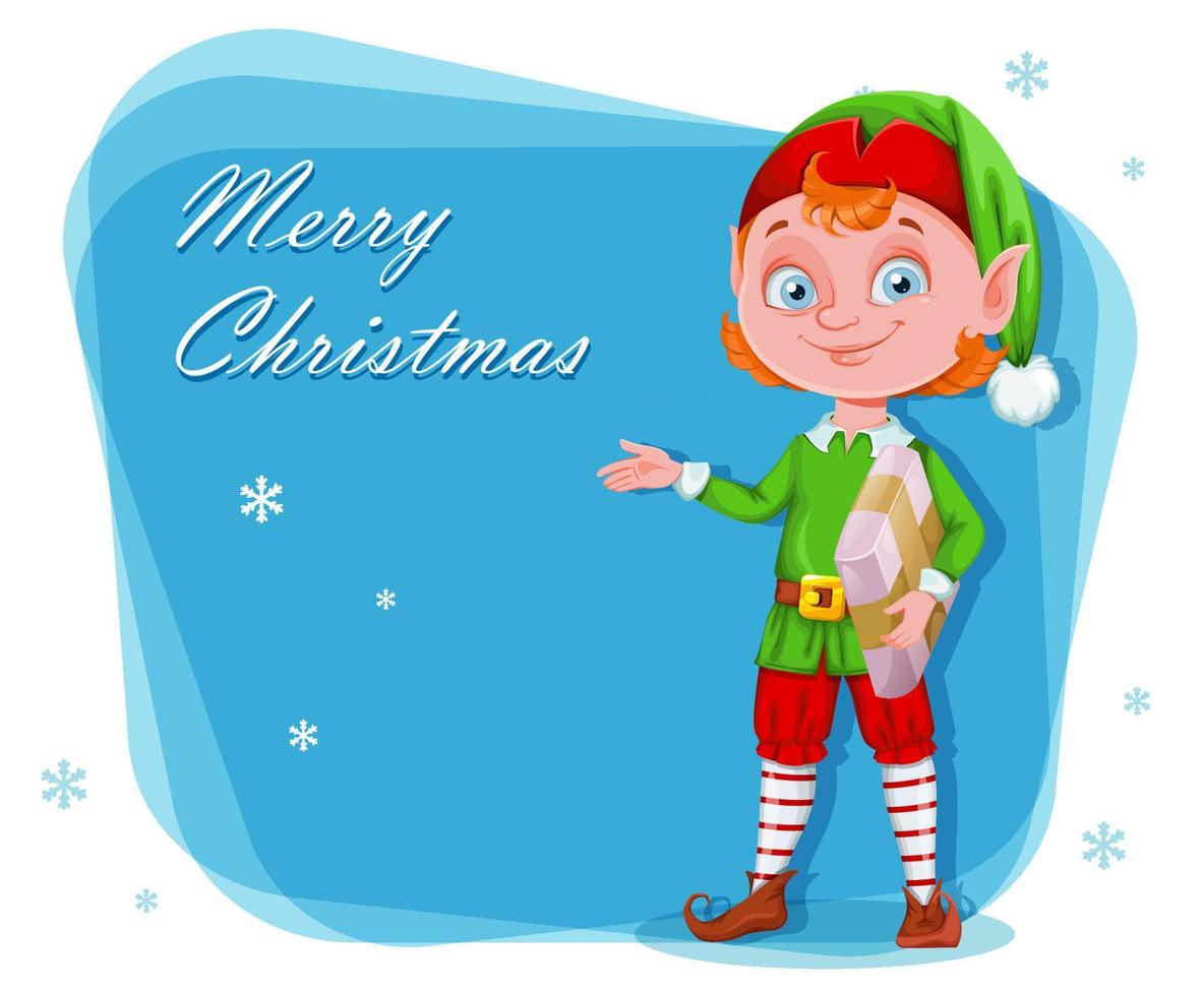 Cute Christmas elf cartoon character vector