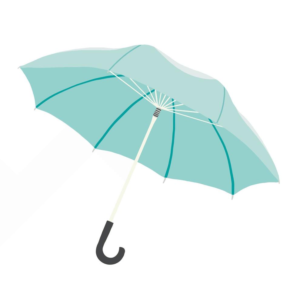 Vector illustration of classic elegant opened blue umbrella isolated on white background.