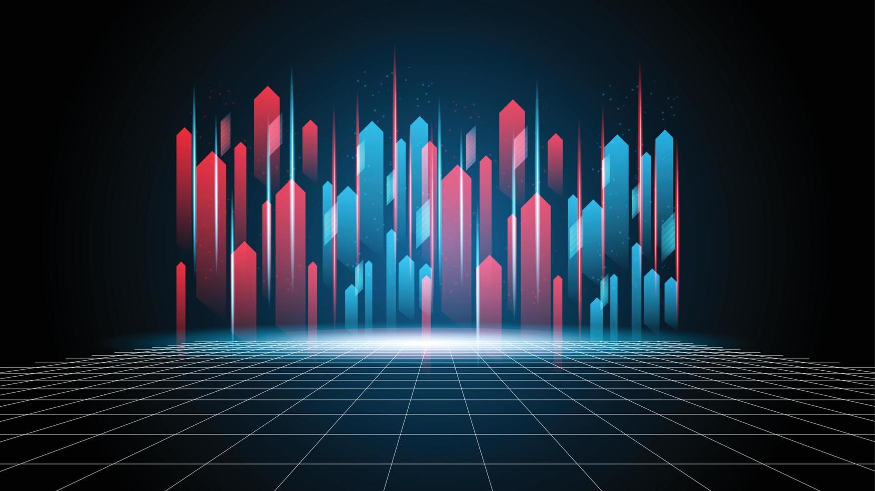 Abstract red blue product showcase background stadium stage hall with scenic lights of round futuristic technology user interface Blue vector lighting empty stage spotlight background.