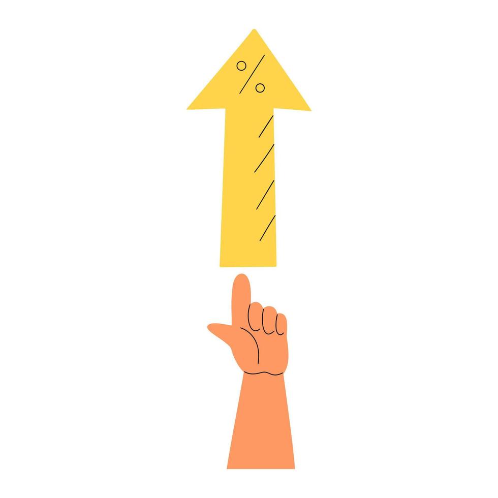Commission increase concept. Thumb up and arrow up. Vector illustration in flat style
