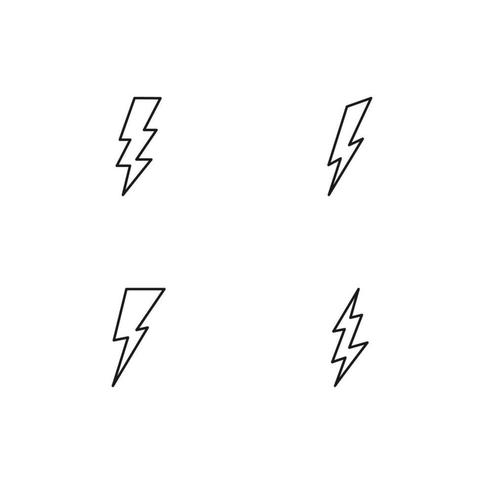 Monochrome elements perfect for adverts, stores, design etc. Editable stroke. Vector line icon set with symbols of simple isolated various flash or lightning