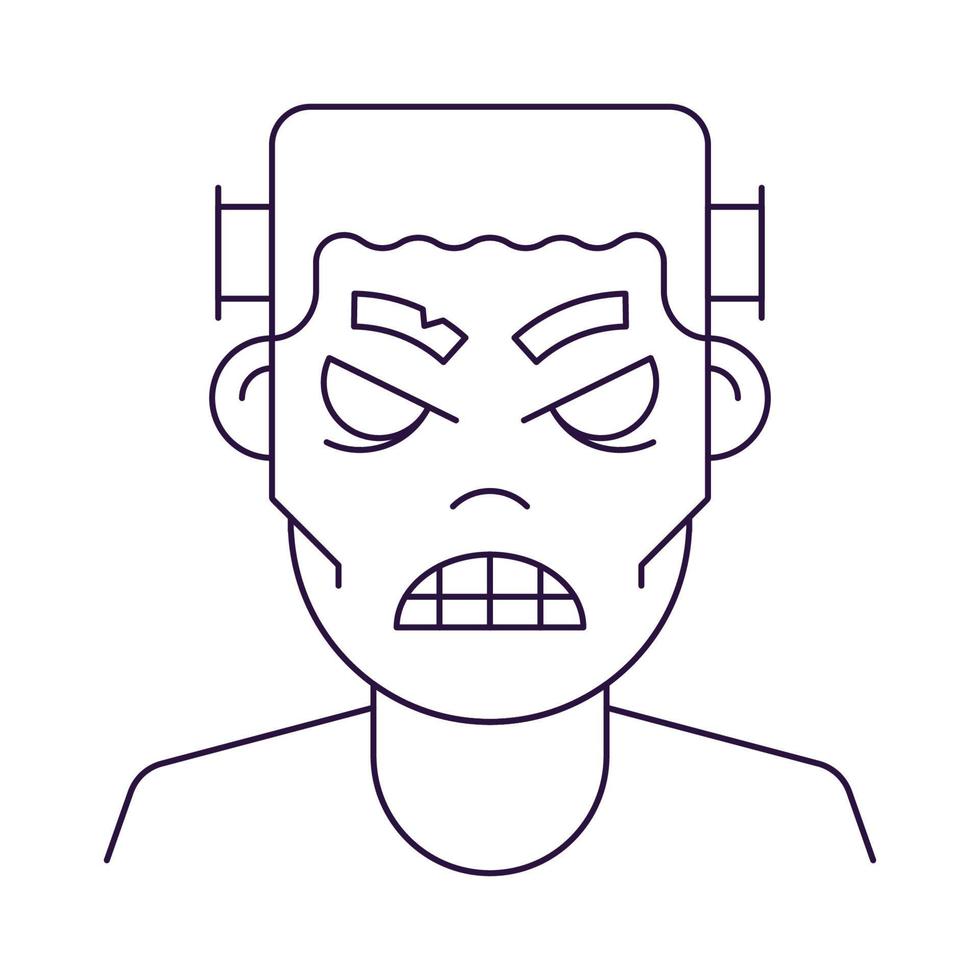 Vector line icon of zombie as symbol of Halloween. Outline sign for web sites, apps, adverts, stores. Modern minimalistic monochrome isolated image and editable stroke