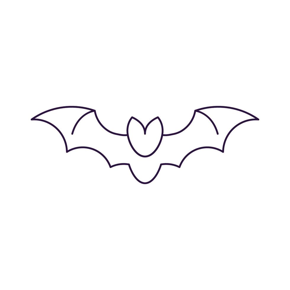 Vector line icon of bat as symbol of Halloween. Outline sign for web sites, apps, adverts, stores. Modern minimalistic monochrome isolated image and editable stroke