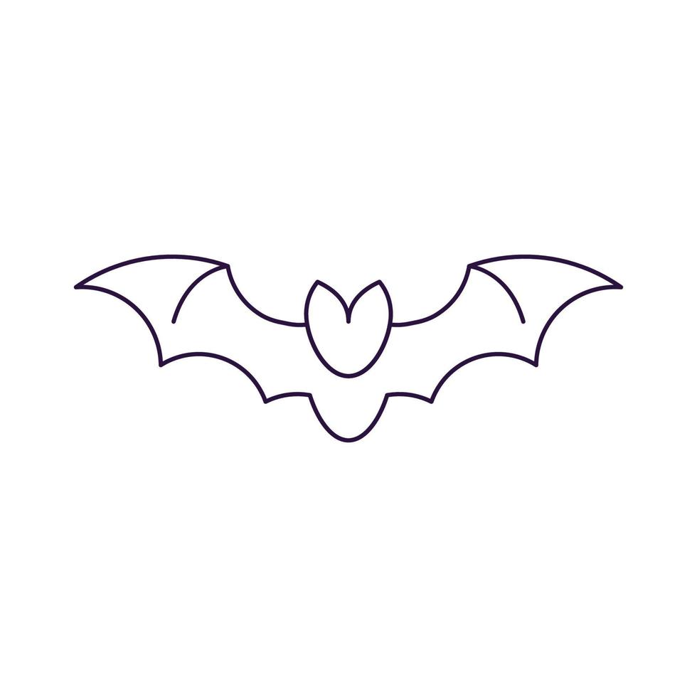 Vector line icon of bat as symbol of Halloween. Outline sign for web sites, apps, adverts, stores. Modern minimalistic monochrome isolated image and editable stroke