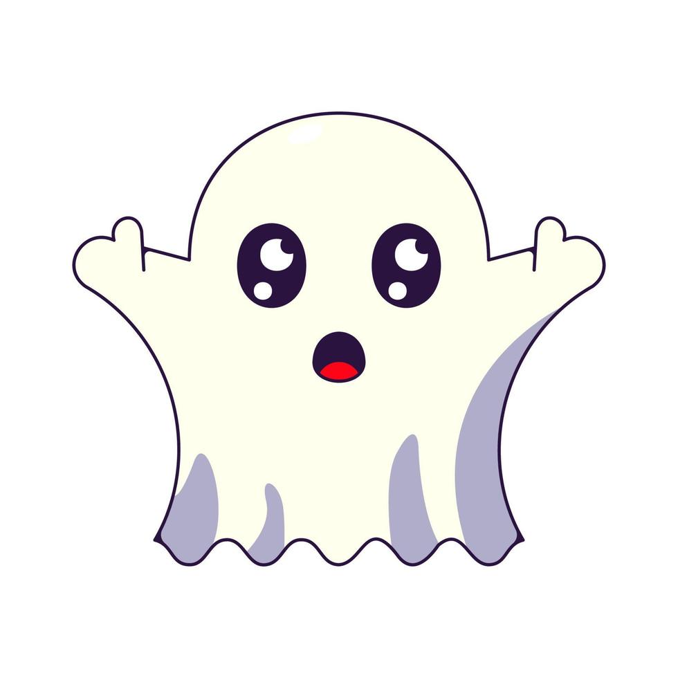 Halloween concept. Vivid cartoon illustration of ghost for sites ...