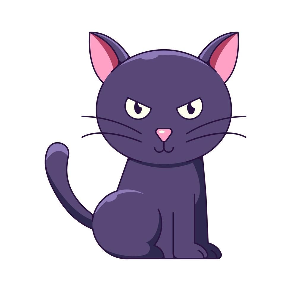 Halloween concept. Vivid cartoon illustration of spooky black cat for sites, stores, articles, books, games, apps. Vibrant detailed image vector