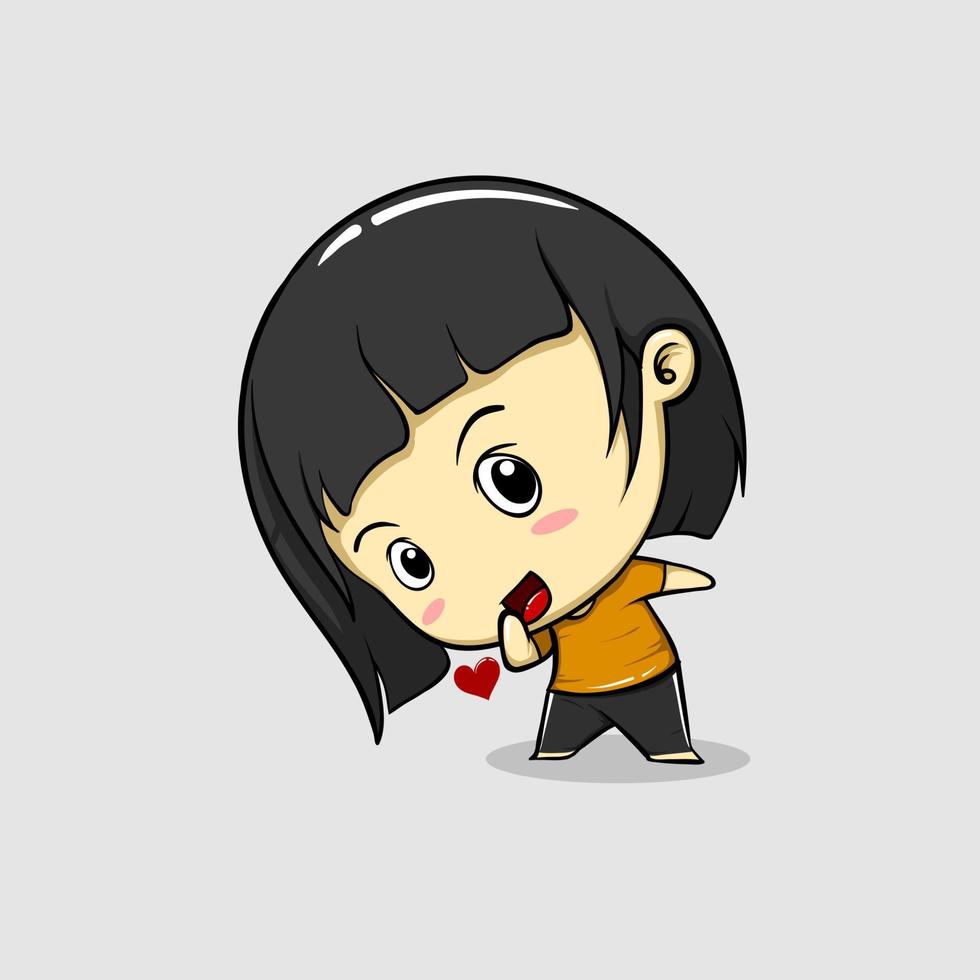 Cute girl character,cartoon design,vector design vector