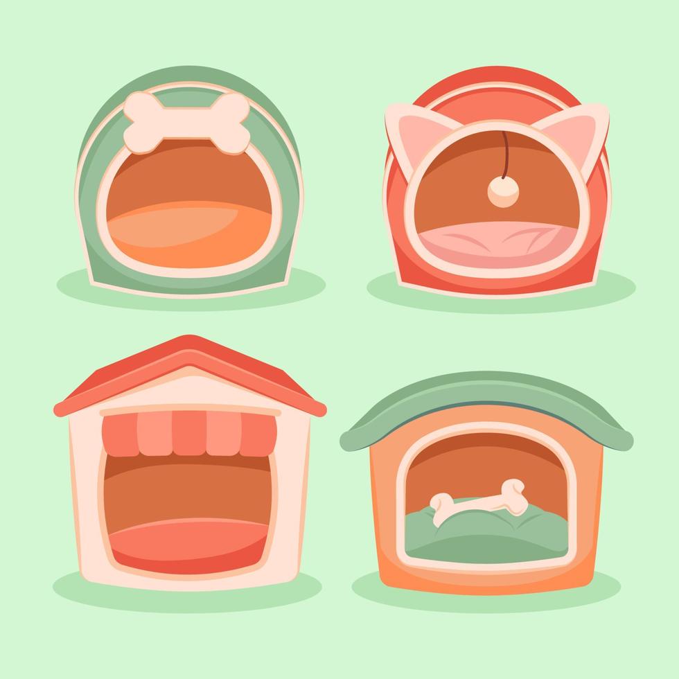 Cute Pet Houses Collection. Pet Furniture. Free Vector. Barkitecture vector