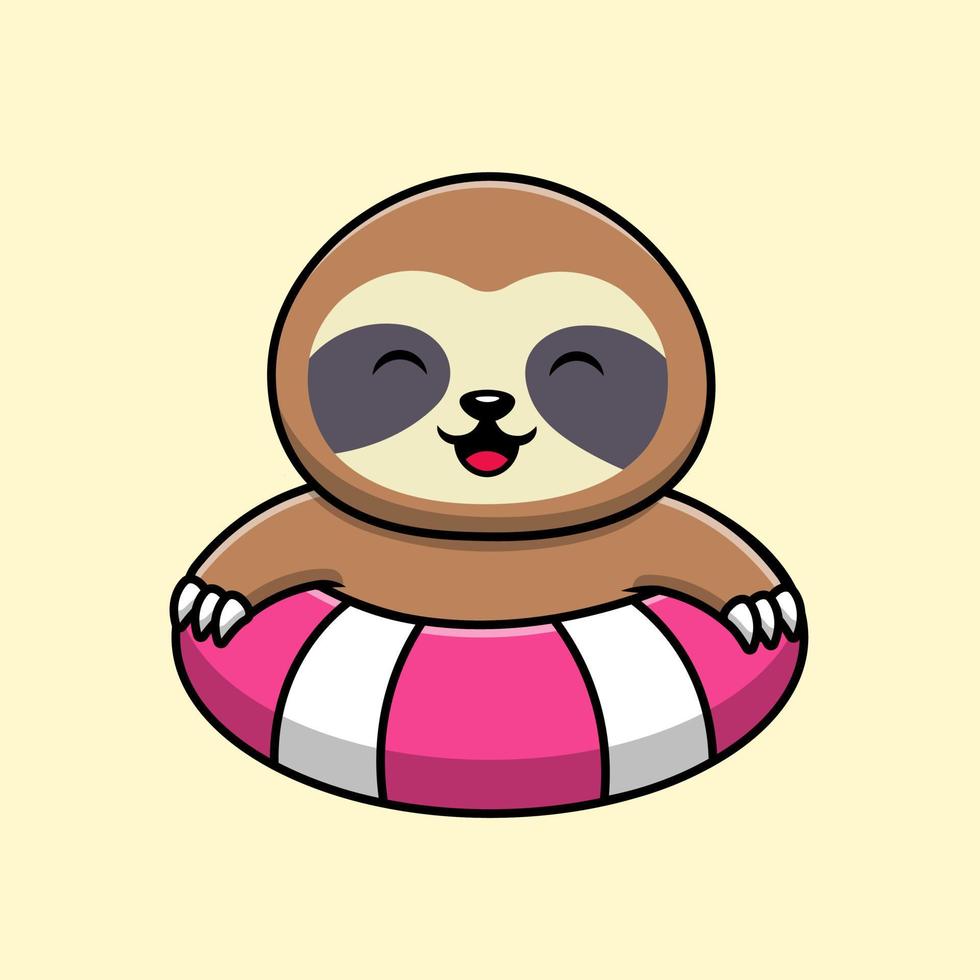 Cute Sloth Swimming Cartoon Vector Icon Illustration