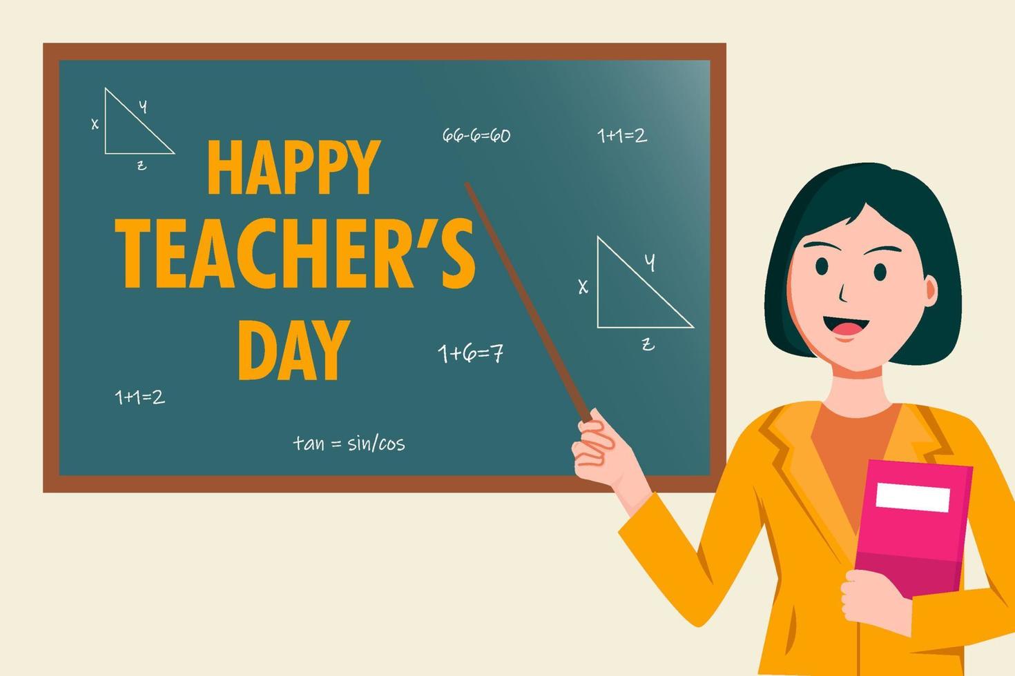 happy teacher's day illustration with board vector