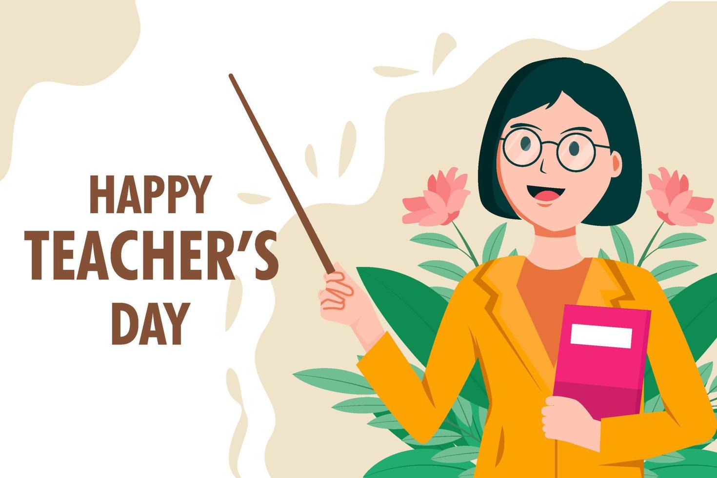 flat happy teacher's day illustration background vector