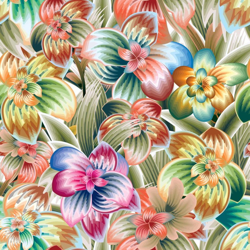 colorful abstract floral background seamless pattern vector design decorative with beautiful tropical plant leaves and foliage seamless pattern. prints texture. Floral background. Exotic summer. art