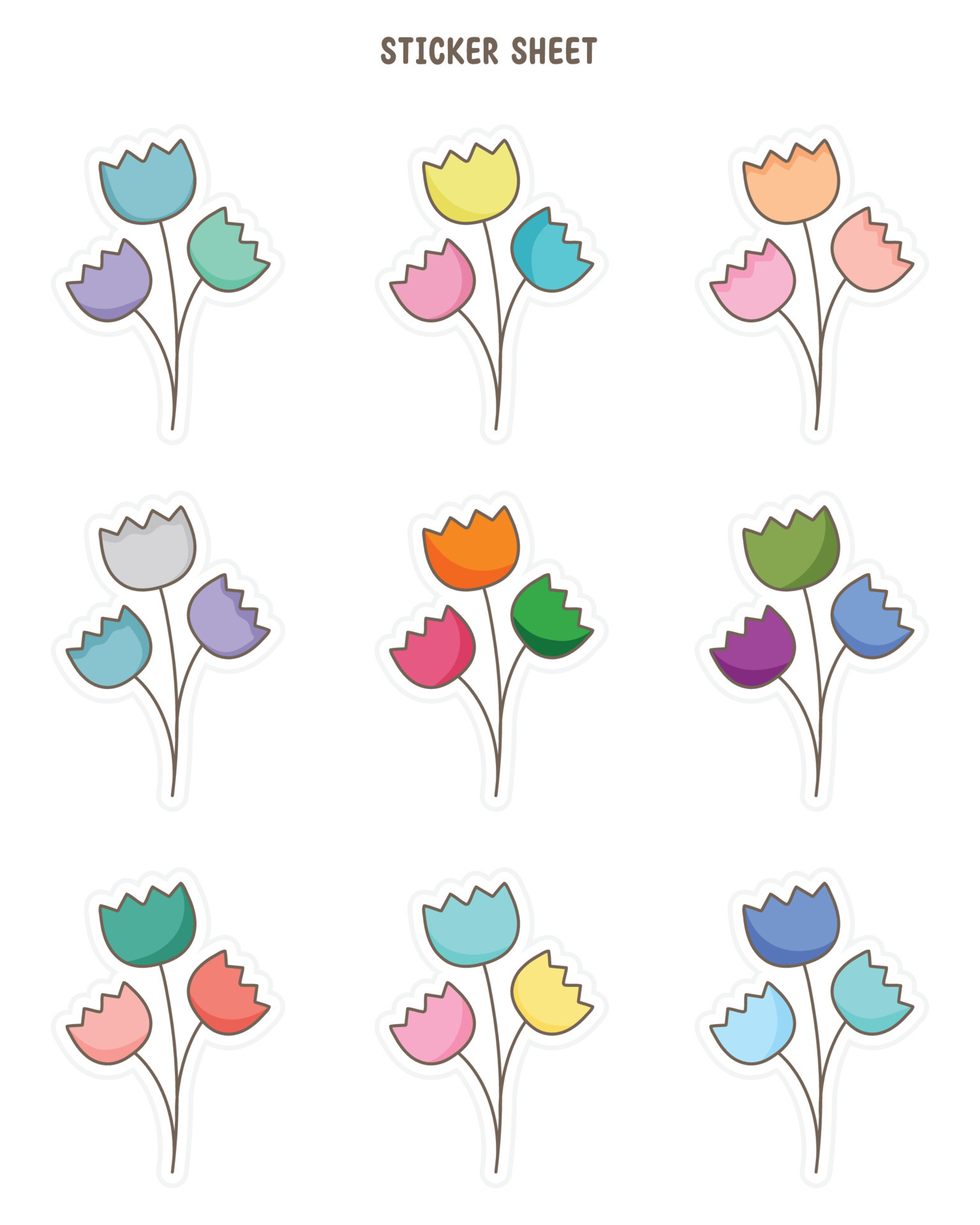 Set of flower and leaf stickers. Bullet journal stickers, planner,  scrapbook stickers design. 11335683 Vector Art at Vecteezy