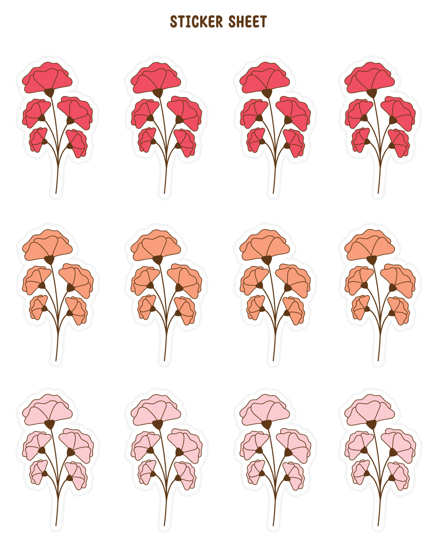 Minimal flower stickers bullet journal Royalty Free Vector