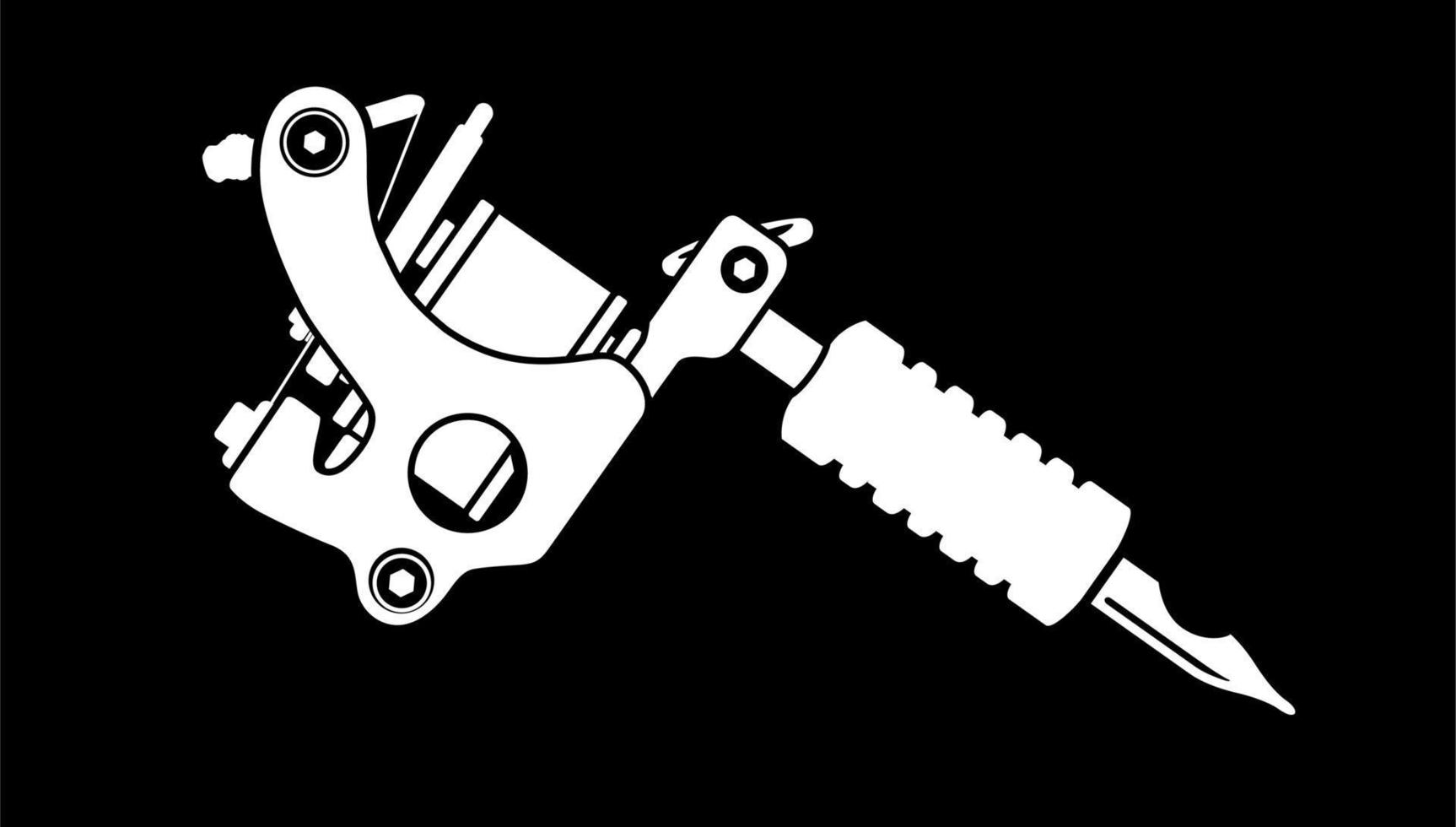 Modern tattoo machine illustration in black and white vector design