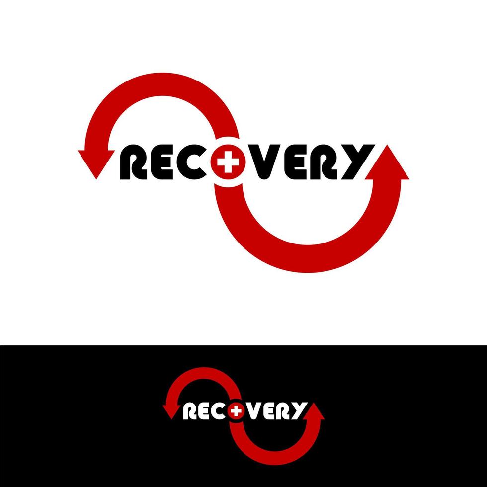 Recovery Typography With Health Symbol Vector Design