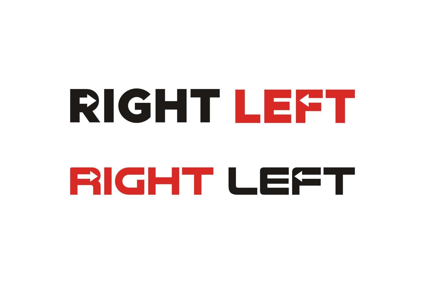 Smart Clever Unique Logo design RIGHT LEFT logo with Arrow as Negative Space vector